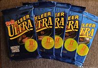 Front view of five sealed Fleer Ultra 92-93 Series II hockey card packs