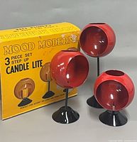 Box and three candle holders front view