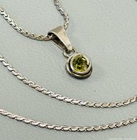 Close-up of pendant showing setting and gemstone