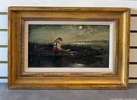 Full view of framed painting showing artwork, frame, and liner