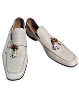 Top and side view of both loafers showing uppers and tassels