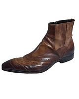 Side profile of right boot showing leather color, brogue detailing and sole