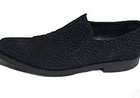 Left side profile of one loafer showing suede pattern and sole