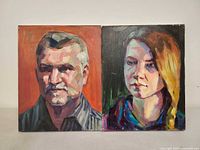 Front view of both portrait paintings side by side