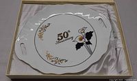 Adeline 50th Anniversary ceramic cake plate in box