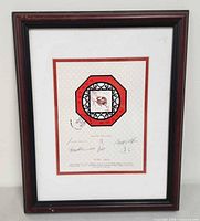 Front view of framed 2002 Year of the Horse first day stamp display