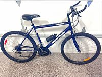 Full left side view of blue Supercycle bicycle