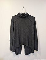 Front view of dark gray turtleneck long-sleeve top