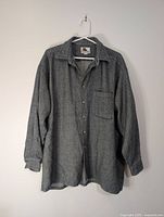 Front view of Moose Creek gray herringbone button-down shirt