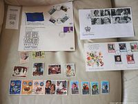 Overview of three first day covers and loose royal themed stamps