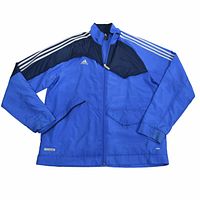 Full front view of Adidas blue and black Predator Clima365 track jacket