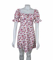 Front view of SBetro floral mini dress on mannequin