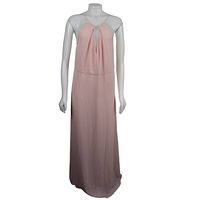 Front view of pale pink maxi halter dress on mannequin