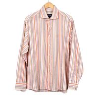 Front view of striped J.Crew dress shirt on hanger