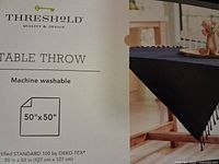 Packaging front showing brand, dimensions, care info