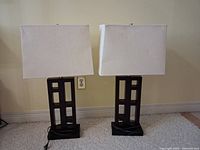 Front view of both lamps showing shades and bases