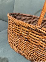 Side view of wicker basket showing weave detail