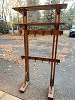 Full view of rack showing shelves and hooks