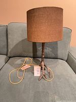 Full view of lamp with shade and cord