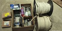 Entire lot with two cable reels and box of components