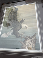 Full view of framed print under glass showing image, mat and frame
