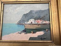 Front view showing painting detail and signature