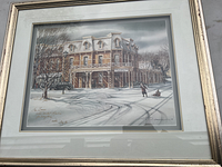 Full view of framed Tricia Romance print under glass