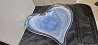 Full view of heart-shaped glass dish