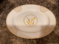 Top view of Shelley oval porcelain platter showing pattern and rim