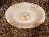 Top view of Shelley oval bowl showing floral pattern