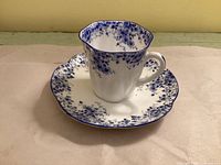 Cup on saucer showing pattern and form