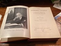 Open book showing portrait of William Lyon Mackenzie King opposite title page with full publication details