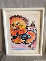 Full view of framed watercolor painting