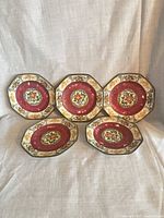 Overall view of the five octagonal floral dessert plates