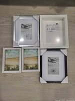 Five single frames laid out, showing sizes and colours