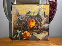 Front view of framed still-life oil painting