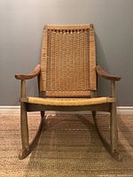 Front view showing full chair and woven back