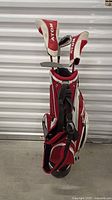Full view of bag with clubs