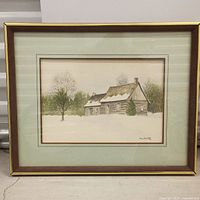 Front view of framed watercolor painting in frame
