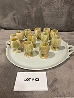 Full set of 12 onyx goblets on tray