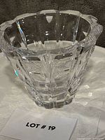 Front angled view of the clear faceted crystal bowl