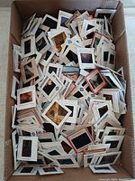 Top view of box filled with mounted 35mm slides