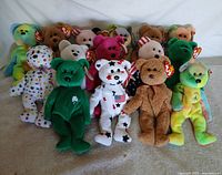 All 15 Ty Beanie Baby bears arranged in three rows