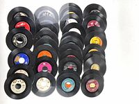 Front view of all vinyl records in rows