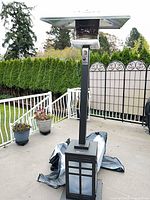 Full view of Paramount patio heater on patio