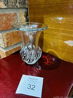 Front view of signed Art Vannes crystal vase