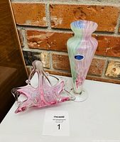 Vase and basket together front view