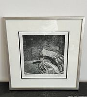 Full view of framed intaglio print