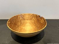 Full view of lathe-turned birch bowl