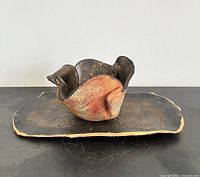 Bowl on tray, displays overall design and glaze